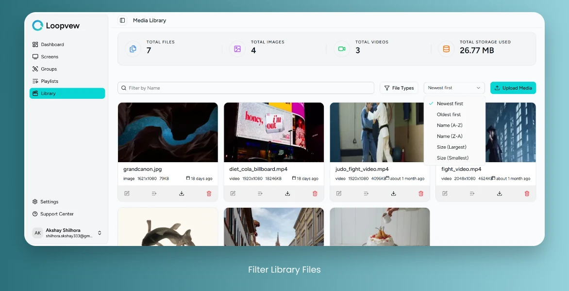 Loopvew Cloud Signage Delete Media File.